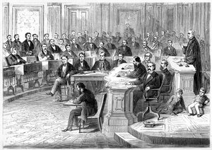 Das Amtsenthebungsverfahren gegen Andrew Johnson, 5. März 1868, 1872 von Unbekannt