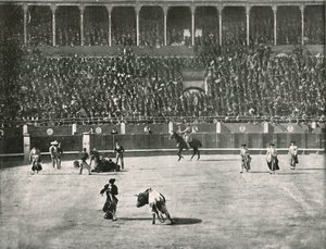 Das Innere der Stierkampfarena, Madrid, Spanien, 1895 von Unbekannt