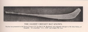 Der älteste bekannte Cricket-Schläger, 1912 von Unbekannt