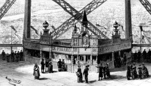 Der Pavillon des Figaro, im zweiten Stock des Eiffelturms, Paris, 1889