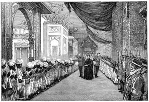 Der Besuch der Königin bei der Eröffnung der Indian and Colonial Exhibition, London, 1886, 1900