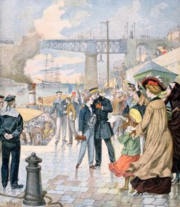 Die Rückkehr des Schiffes Borda und Einschiffung des Schiffes Fistots, Brest, Frankreich, 1902 von Unbekannt