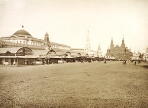 Die Handelsreihen auf dem Roten Platz, Moskau, Russland, 1888