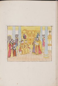 Die Hochzeitszeremonie von Zar Michail Feodorowitsch und Jewdokija Lukjanowna, 1810