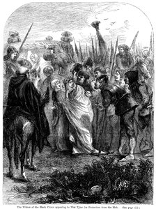 Die Witwe des Schwarzen Prinzen bittet Wat Tyler um Schutz vor dem Mob, 1381