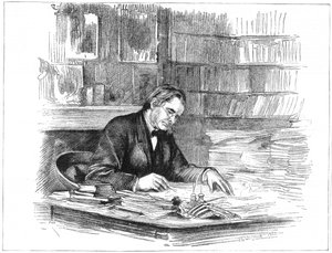Thomas Henry Huxley, britischer Biologe, an seinem Schreibtisch, 1882-1883 von Unbekannt
