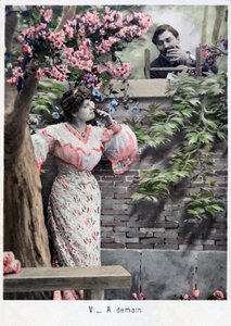 Morgen, französische Vintage-Postkarte, ca. 1900 von Unbekannt