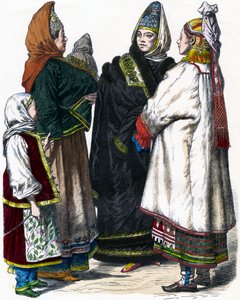 Traditionelle russische Tracht, um 1850 von Unbekannt