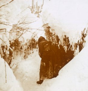 Schützengräben im Schnee, Elsass, Ostfrankreich, ca. 1914-1918
