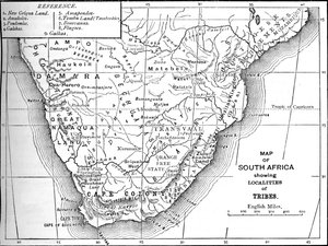 Stammeskarte von Südafrika, ca. 1880