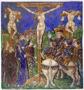 Triptychon-Panel mit der Kreuzigung, Französisch von Unbekannt