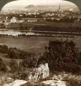 Trondhjem, seine Häuser, Lagerhäuser und Kathedrale, zwischen Fluss Nid und Fjord, Norwegen, 1905