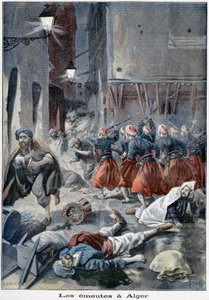 Truppen versuchen, Straßen während antisemitischer Unruhen zu räumen, Algier, Algerien, 1898 von Unbekannt