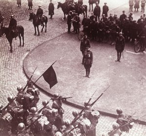 Truppen marschieren, Aachen, Deutschland, ca. 1914-1918