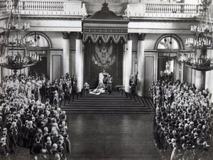 Zar Nikolaus II. spricht bei der Eröffnung der ersten Duma, St. Petersburg, Russland, 27. April 1906 von Unbekannt