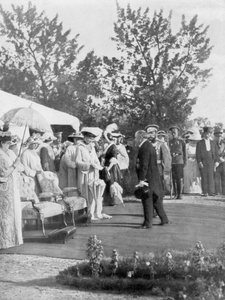 Zar Nikolaus II. mit dem französischen Präsidenten Poincaré zu Besuch, Krasnoje Selo, Russland, 22. Juli 1914