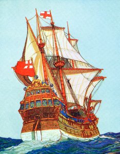 Tudor-Schiff des Typs, der von Freibeutern und Entdeckern verwendet wurde, 15.-16. Jahrhundert von Unbekannt
