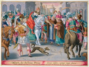 Zwei Mönche präsentieren dem byzantinischen Kaiser Justinian aus China geschmuggelte Seidenraupen, 6. Jahrhundert von Unbekannt