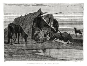 Zigeuner campen in der Puszta, 1886 von Unbekannt
