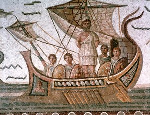 Odysseus und die Sirenen, römisches Mosaik, 3. Jahrhundert n. Chr.
