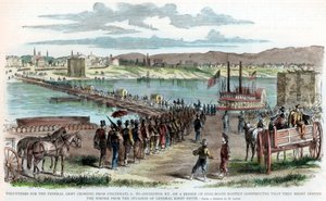Union-Freiwillige überqueren den Ohio River, Cincinnati, Ohio, Amerikanischer Bürgerkrieg