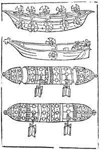 Verschiedene Formen von Paddelbooten für den Kriegseinsatz von Unbekannt