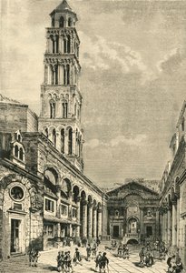 Ansicht in Spalatro, zeigt den Campanile und das Peristyl des Palastes von Diokletian, 1890 von Unbekannt