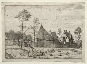 Ansicht von Dörfern in Brabant und Campine: Hirten mit Herde, um 1559 von Unbekannt