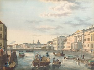 Blick auf den Fontanka-Fluss in Sankt Petersburg, 1820er Jahre von Unbekannt