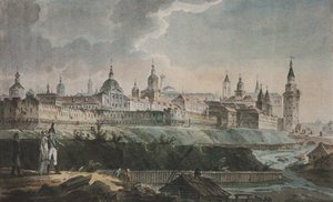Blick auf Kitay-gorod von den Ruinen der Kanonenwäscherei, frühes 19. Jahrhundert