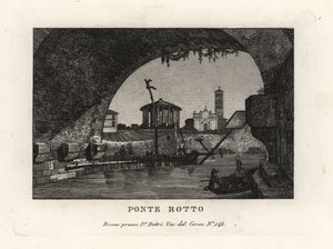Ansicht der zerstörten Ponte Rotto, Pons Aemilius, im Tiber, Rom