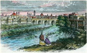 Ansicht der Stadt Lima, der Hauptstadt von Peru, vom Fluss Rimac von Unbekannt