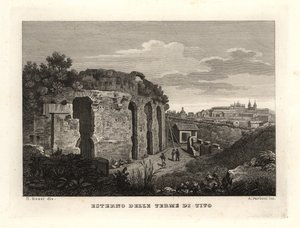 Ansicht des Äußeren der Thermen des Titus, Thermae Titi, Terme di Tito