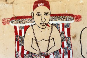 Voodoo-Wandmalerei an einem Kloster. Togoville, Togo