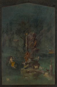 Wandmalerei: Polyphem und Galatea in einer Landschaft, aus der kaiserlichen Villa..., 1. Jahrhundert v. Chr.