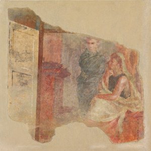 Wandmalereifragment von der Nordwand des Raums H der Villa von P. Fannius, ca. 50-40 v. Chr. von Unbekannt