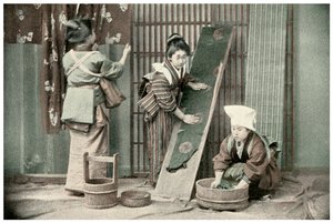 Kimonos waschen, Japan, 1904