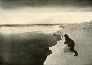 Auf der Lauer nach Robben am Eisrand, ca. 1908-1909 von Unbekannt