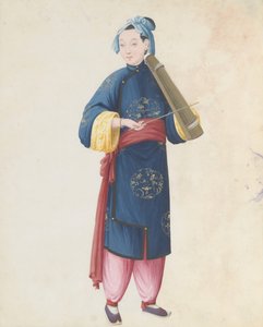 Aquarell eines Musikers, der Qin spielt von Unbekannt
