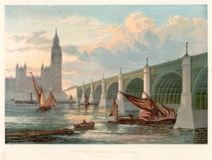 Westminster Bridge, London, Blick von der Südbank der Themse, 1858