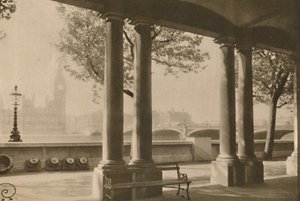 Westminster Bridge und Big Ben von der Terrasse des St. Thomas Krankenhauses, ca. 1935 von Unbekannt