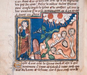 Wenn er sich erhebt, um die Erde beben zu lassen... Miniatur aus: Apokalypse des heiligen Johannes, ca. 1320
