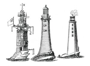 Winstanley, Smeaton und Rudyerd Leuchttürme, 1833 von Unbekannt