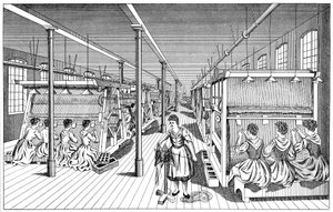 Arbeiterinnen in einer Teppichfabrik, c1895 von Unbekannt