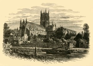 Worcester-Kathedrale, vom Fluss aus, 1898 von Unbekannt