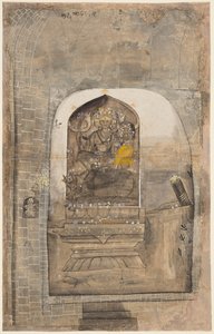 Verehrung des Steinbildes von Shiva und Parvati innerhalb eines Lingams, um 1710 von Unbekannt