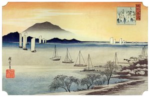 Yabase No Kihan. Fischerboote kehren nach Yabase zurück, ca. 1834 1925