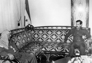 Yasser Arafat und Saddam Hussein, Irak, 1987