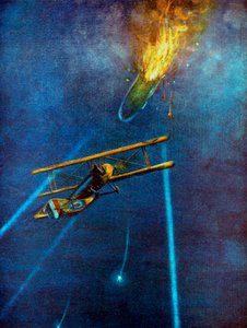 Zeppelin-Luftschiff bei Cuffley, nahe Enfield, während eines Bombenangriffs auf London abgeschossen, 1916 von Unbekannt