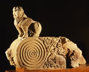 Polierter Sandstein-Architrav mit Greif, Sanchi, MP, frühes 1. Jahrhundert n. Chr. von Unbekannt Unbekannt